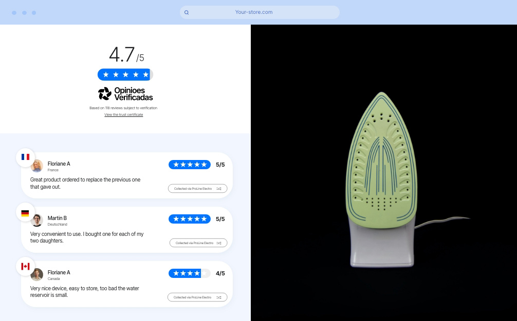 fiche produit fer à repasser 